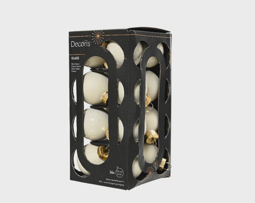 Wool White Mixed Glass Bauble Set - 3.5cm