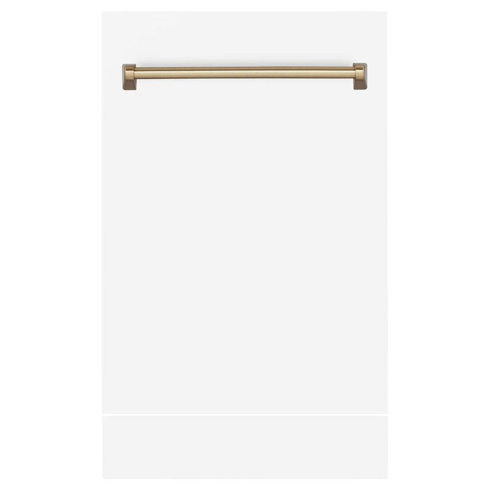 ZLINE Autograph Edition 18 in. Tallac Dishwasher Panel in White Matte with Champagne Bronze Handle (DPVZ-WM-18-CB)