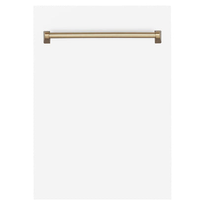 ZLINE Autograph Edition 18 in. Tallac Dishwasher Panel in White Matte with Champagne Bronze Handle (DPVZ-WM-18-CB)