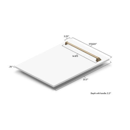 ZLINE Autograph Edition 18 in. Tallac Dishwasher Panel in White Matte with Champagne Bronze Handle (DPVZ-WM-18-CB)